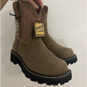 Ariat Women's Brown Boots with Pink Stitching